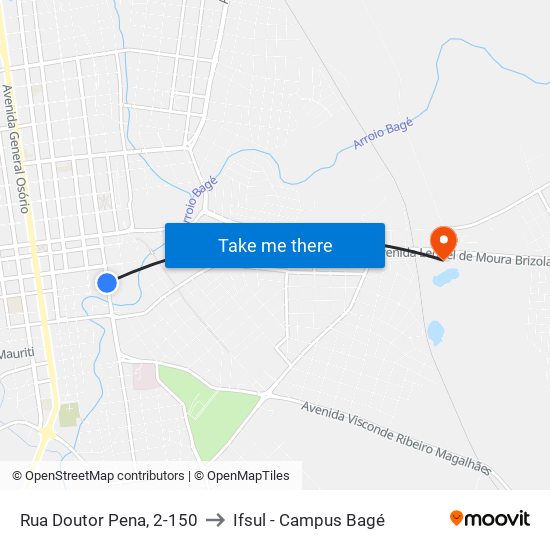 Rua Doutor Pena, 2-150 to Ifsul - Campus Bagé map