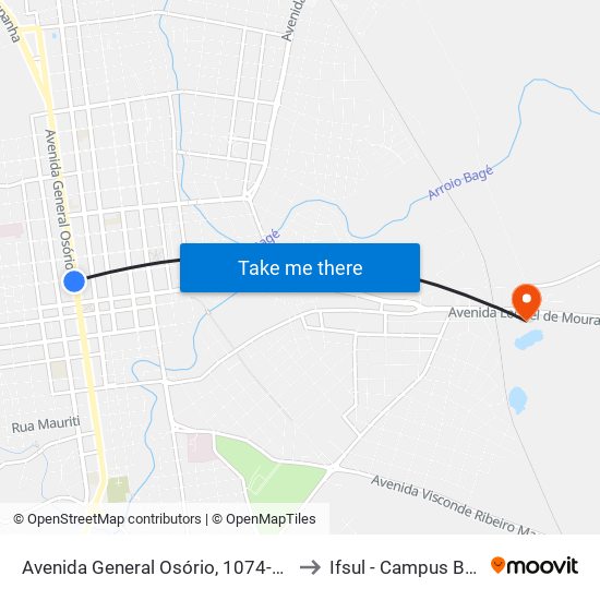 Avenida General Osório, 1074-1092 to Ifsul - Campus Bagé map
