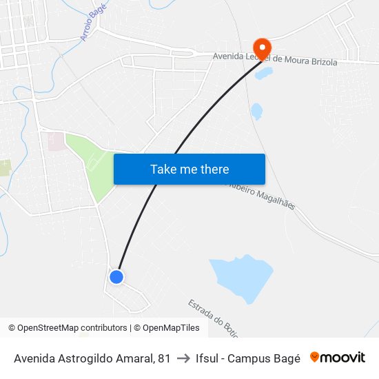 Avenida Astrogildo Amaral, 81 to Ifsul - Campus Bagé map