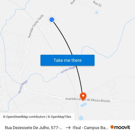 Rua Dezessete De Julho, 577-607 to Ifsul - Campus Bagé map