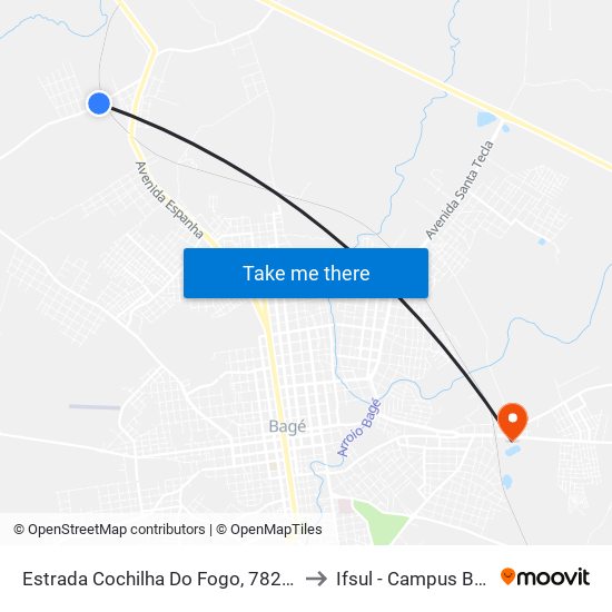 Estrada Cochilha Do Fogo, 782-898 to Ifsul - Campus Bagé map