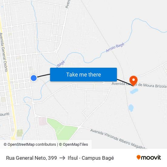 Rua General Neto, 399 to Ifsul - Campus Bagé map