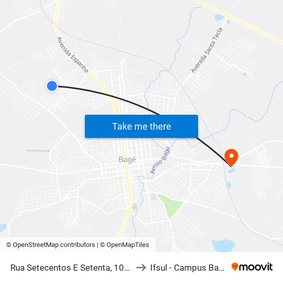 Rua Setecentos E Setenta, 1061 to Ifsul - Campus Bagé map