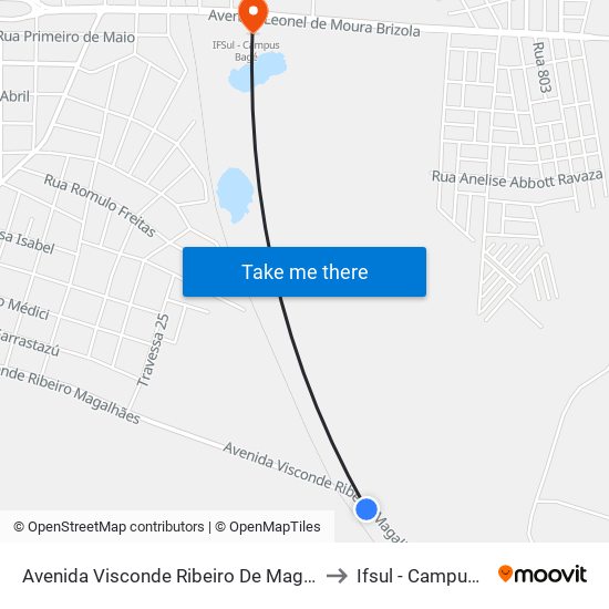 Avenida Visconde Ribeiro De Magalhães, 890 to Ifsul - Campus Bagé map