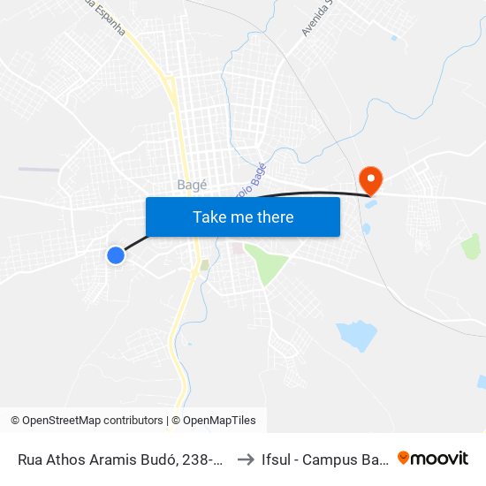 Rua Athos Aramis Budó, 238-380 to Ifsul - Campus Bagé map