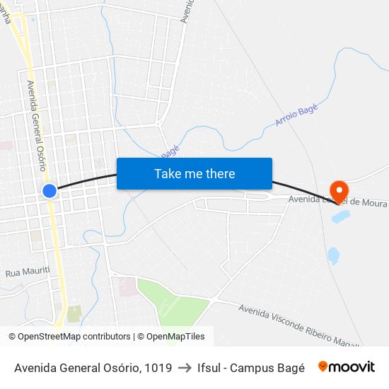 Avenida General Osório, 1019 to Ifsul - Campus Bagé map