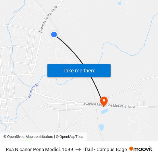 Rua Nicanor Pena Médici, 1099 to Ifsul - Campus Bagé map