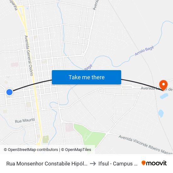 Rua Monsenhor Constabile Hipólito, 601 to Ifsul - Campus Bagé map