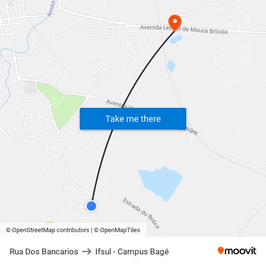 Rua Dos Bancarios to Ifsul - Campus Bagé map