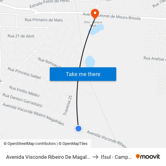 Avenida Visconde Ribeiro De Magalhães, 2412-2722 to Ifsul - Campus Bagé map