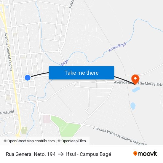 Rua General Neto, 194 to Ifsul - Campus Bagé map