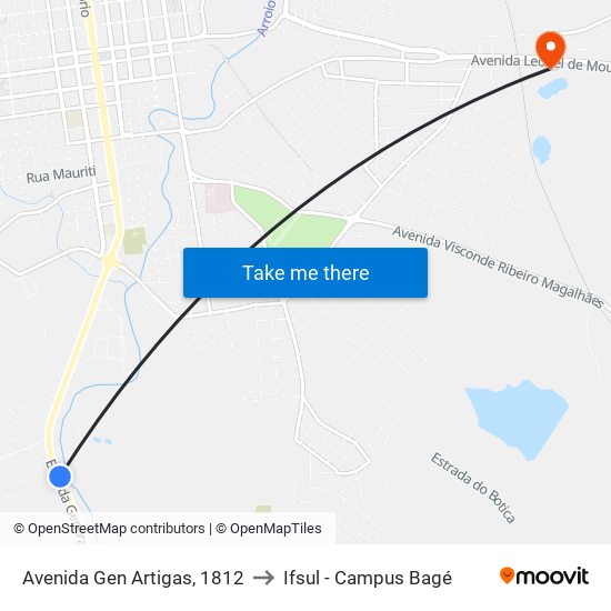 Avenida Gen Artigas, 1812 to Ifsul - Campus Bagé map