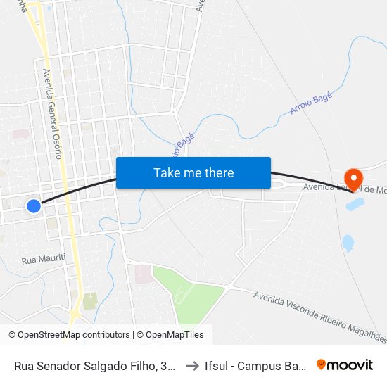 Rua Senador Salgado Filho, 367 to Ifsul - Campus Bagé map