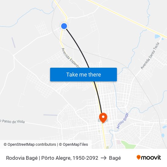 Rodovia Bagé | Pôrto Alegre, 1950-2092 to Bagé map