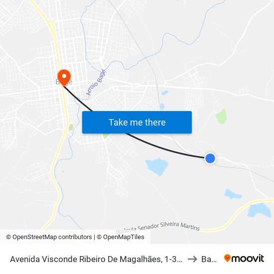 Avenida Visconde Ribeiro De Magalhães, 1-323 to Bagé map