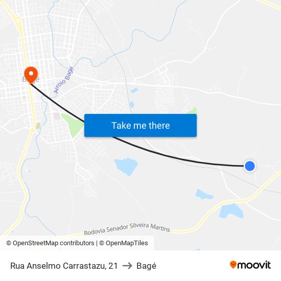 Rua Anselmo Carrastazu, 21 to Bagé map