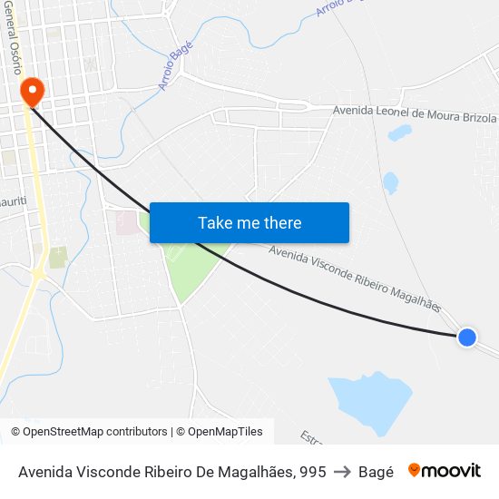 Avenida Visconde Ribeiro De Magalhães, 995 to Bagé map