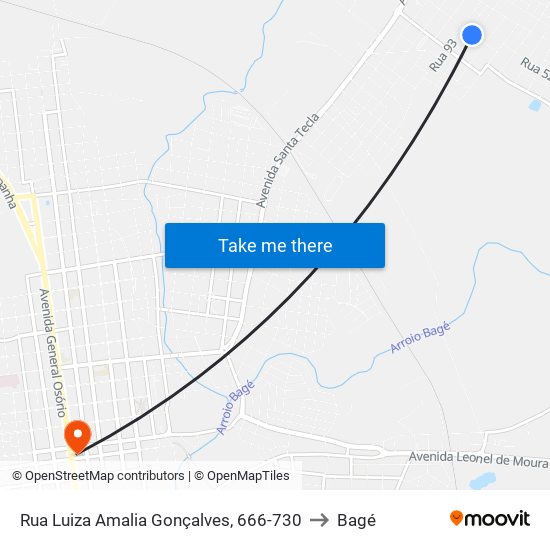 Rua Luiza Amalia Gonçalves, 666-730 to Bagé map