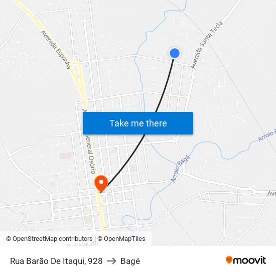 Rua Barão De Itaqui, 928 to Bagé map