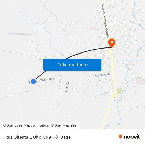 Rua Oitenta E Oito, 399 to Bagé map