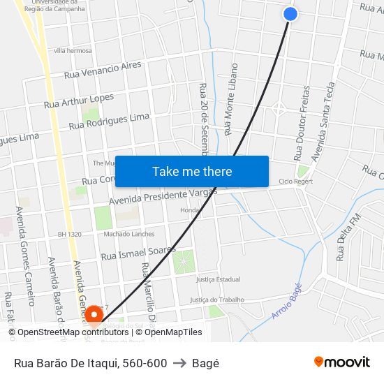 Rua Barão De Itaqui, 560-600 to Bagé map