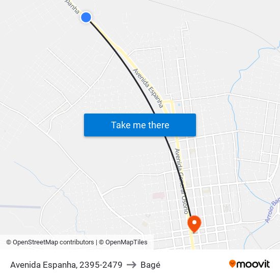 Avenida Espanha, 2395-2479 to Bagé map