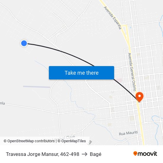 Travessa Jorge Mansur, 462-498 to Bagé map