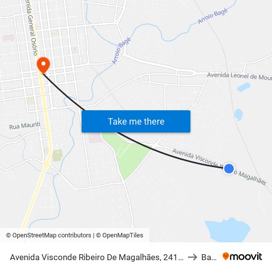 Avenida Visconde Ribeiro De Magalhães, 2412-2722 to Bagé map
