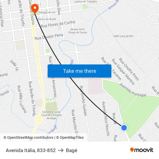 Avenida Itália, 833-852 to Bagé map