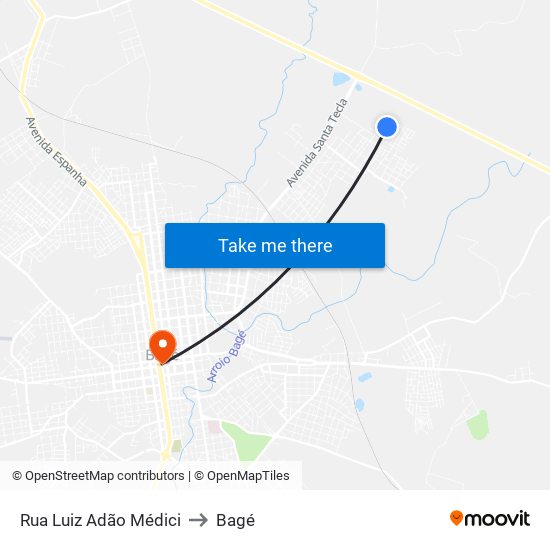 Rua Luiz Adão Médici to Bagé map