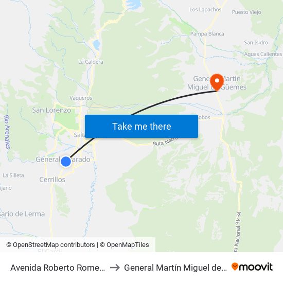 Avenida Roberto Romero, 3624 to General Martín Miguel de Güemes map