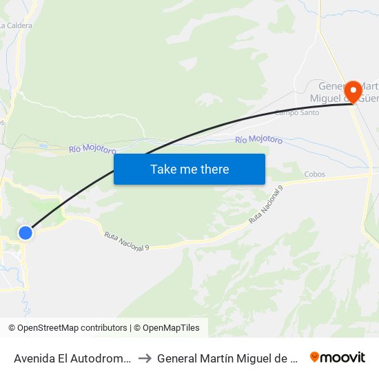 Avenida El Autodromo, 467 to General Martín Miguel de Güemes map