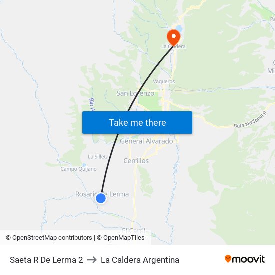 Saeta R De Lerma 2 to La Caldera Argentina map