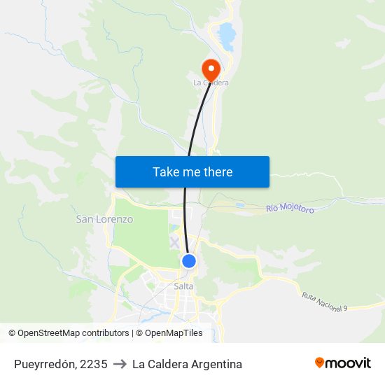 Pueyrredón, 2235 to La Caldera Argentina map