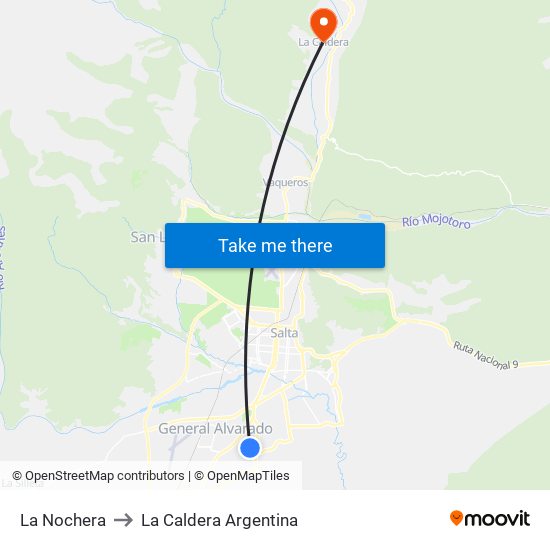 La Nochera to La Caldera Argentina map