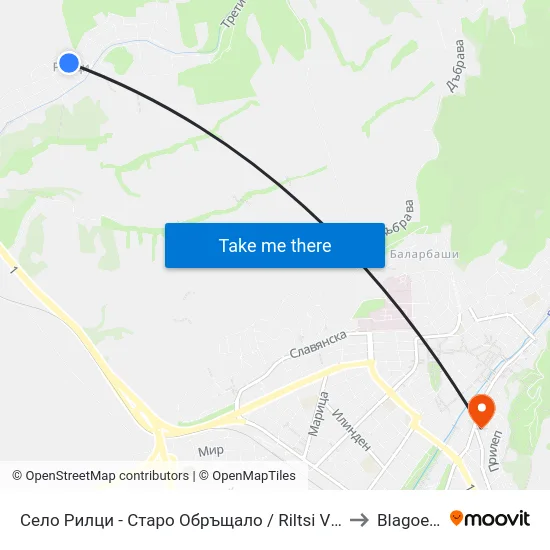 Село Рилци - Старо Обръщало / Riltsi Village - Old Turn Stop to Blagoevgrad map