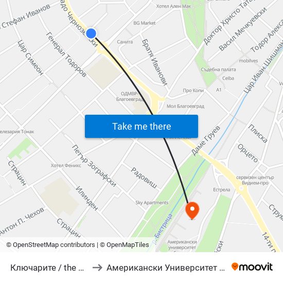 Ключарите / the Keylocks to Американски Университет В България map