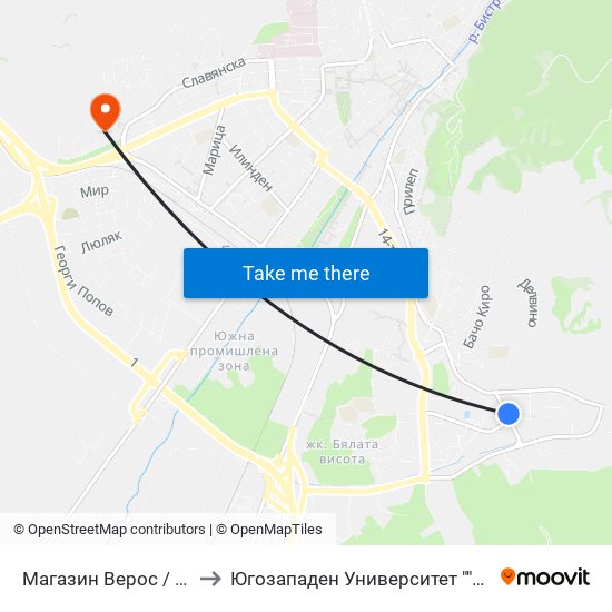 Магазин Верос / Veros Store to Югозападен Университет ""Неофит Рилски"" map
