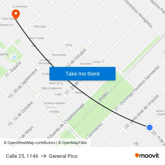 Calle 25, 1146 to General Pico map