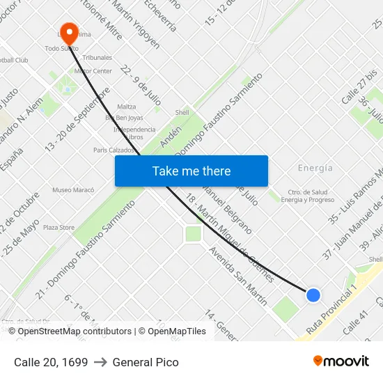Calle 20, 1699 to General Pico map