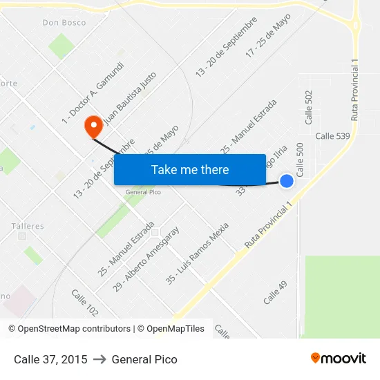 Calle 37, 2015 to General Pico map