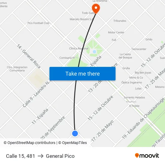 Calle 15, 481 to General Pico map