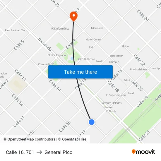 Calle 16, 701 to General Pico map
