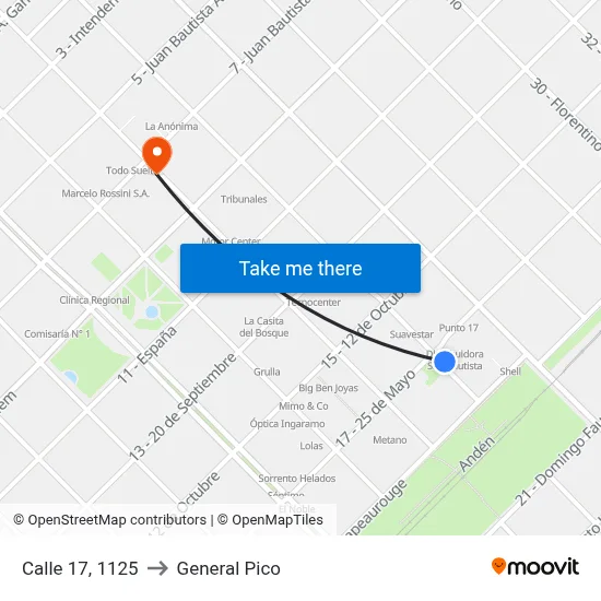 Calle 17, 1125 to General Pico map