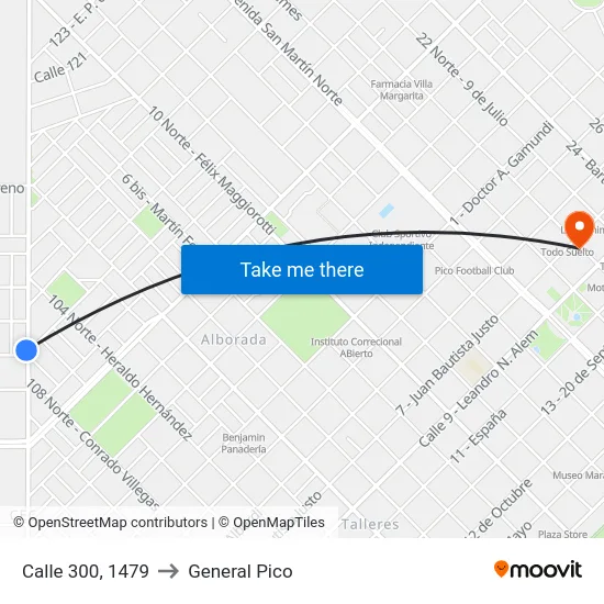 Calle 300, 1479 to General Pico map