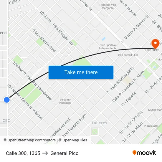 Calle 300, 1365 to General Pico map