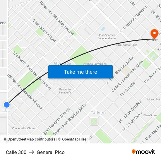 Calle 300 to General Pico map