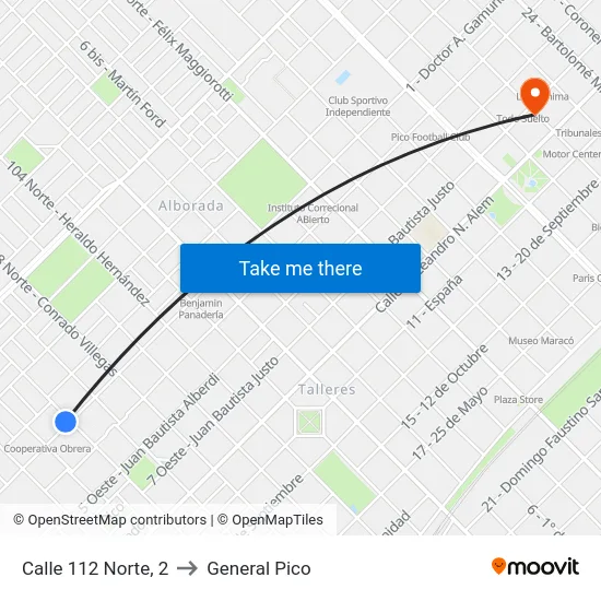 Calle 112 Norte, 2 to General Pico map