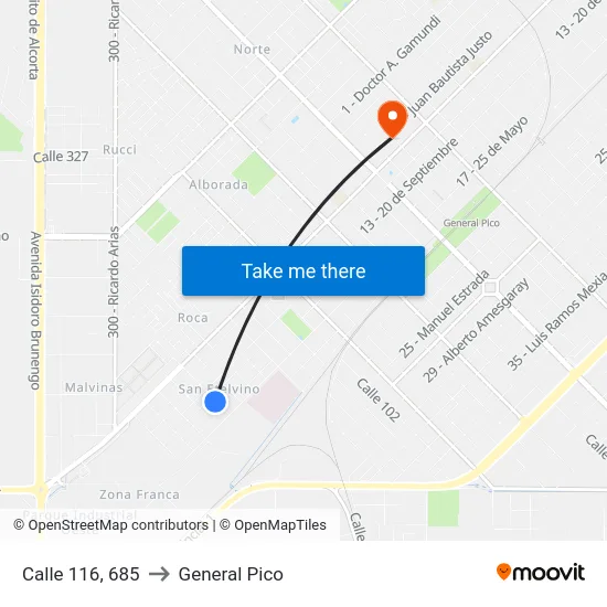 Calle 116, 685 to General Pico map