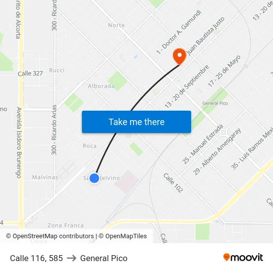 Calle 116, 585 to General Pico map